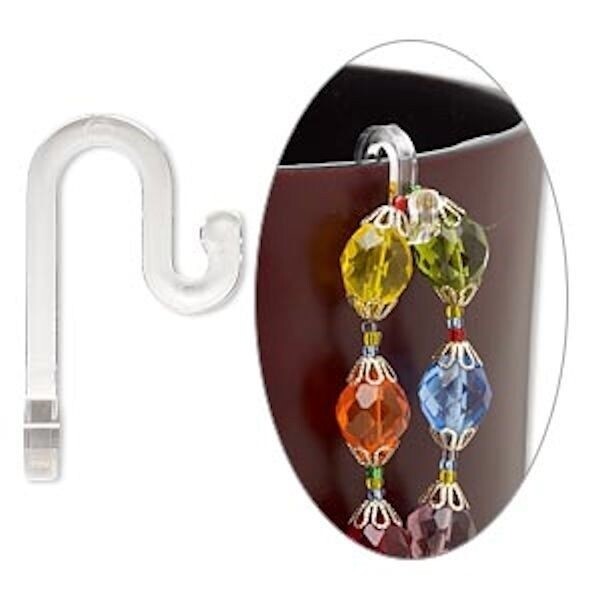 Bead Hooker, 10 Clear Acrylic 1 Inch Display Hooks *