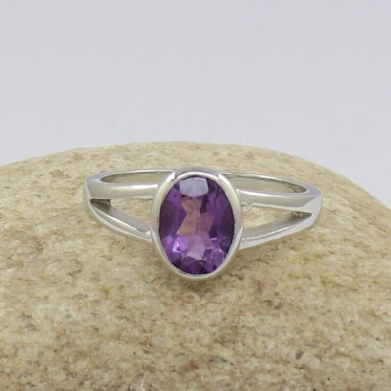 Solid-925 Sterling Silver faceted Amethyst Gemstone Handmade Women Ring All Size