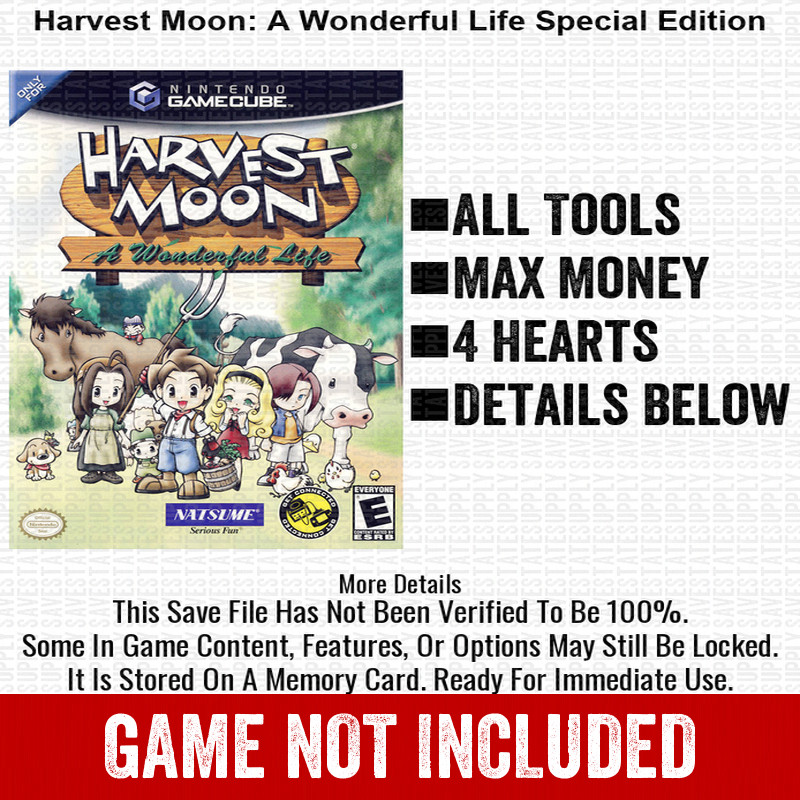 Harvest Moon A Wonderful Life Special 100% PS2 Memory Card All CHEATS ITEMS