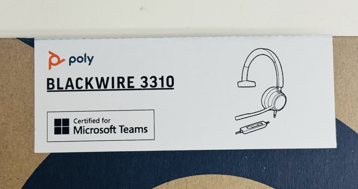 Poly Blackwire 3310 Monaural Microsoft Teams USB-C Headset +USB-C/A - New