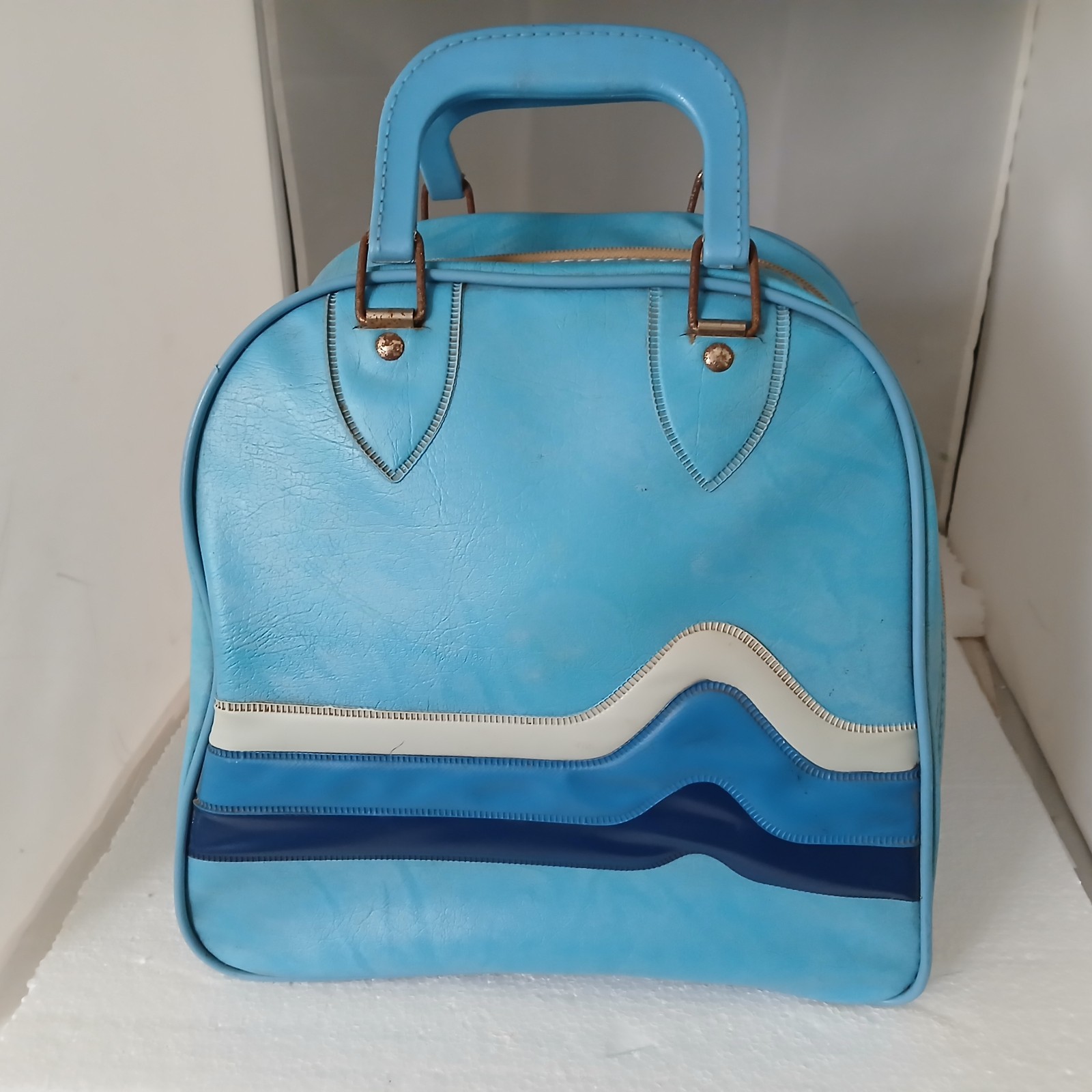 Vintage One Ball Vinyl Bowling Bag Blue