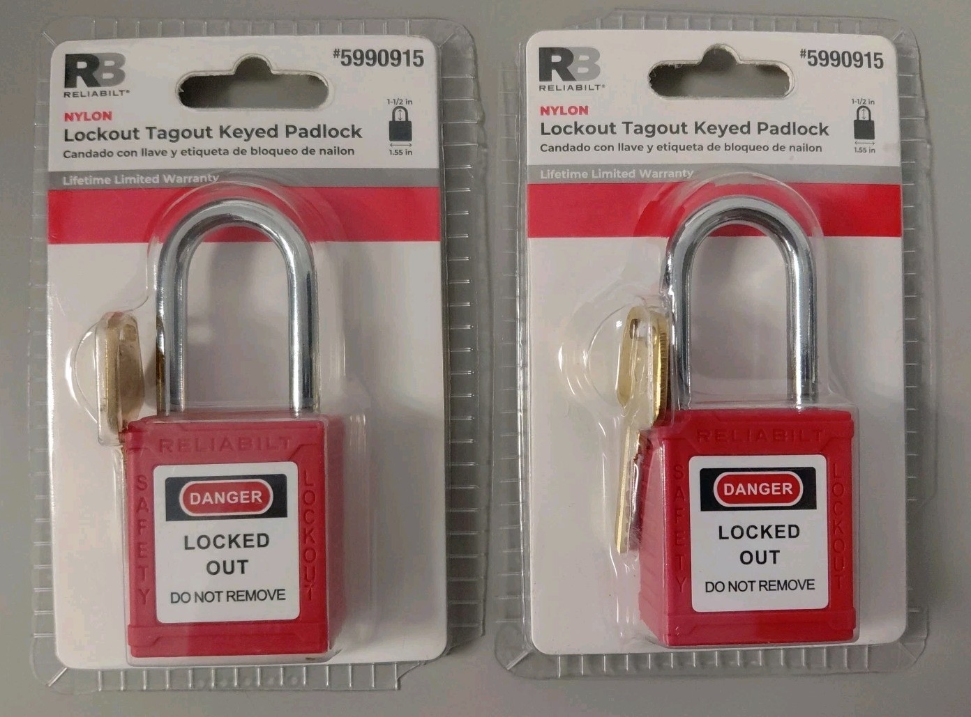 2 Reliabilt Nylon Lockout Tagout Keyed Padlocks (5990915)