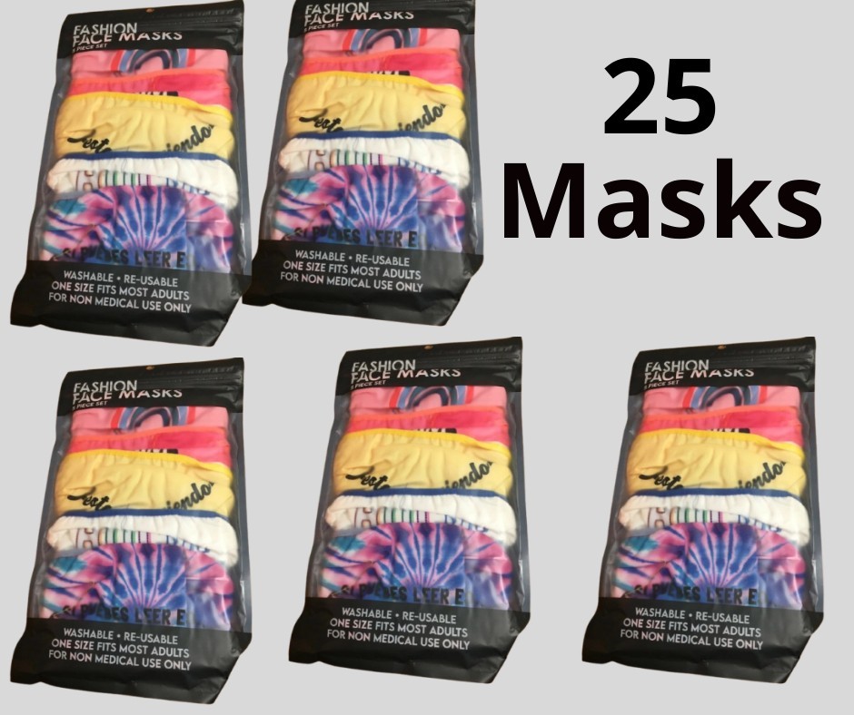 LOT of 5  ESTOY BIEN,  DEACIADO CERCA 25 Pc Washable Masks Fashion WOMEN NEW