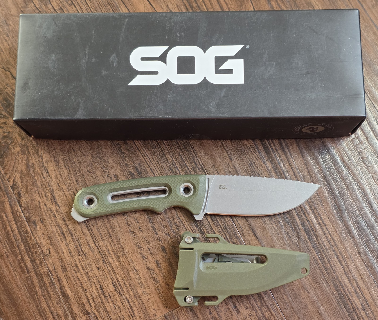 SOG Knives Provider FX Green G10 154CM Stainless Fixed Blade Knife - 17-35-01-57
