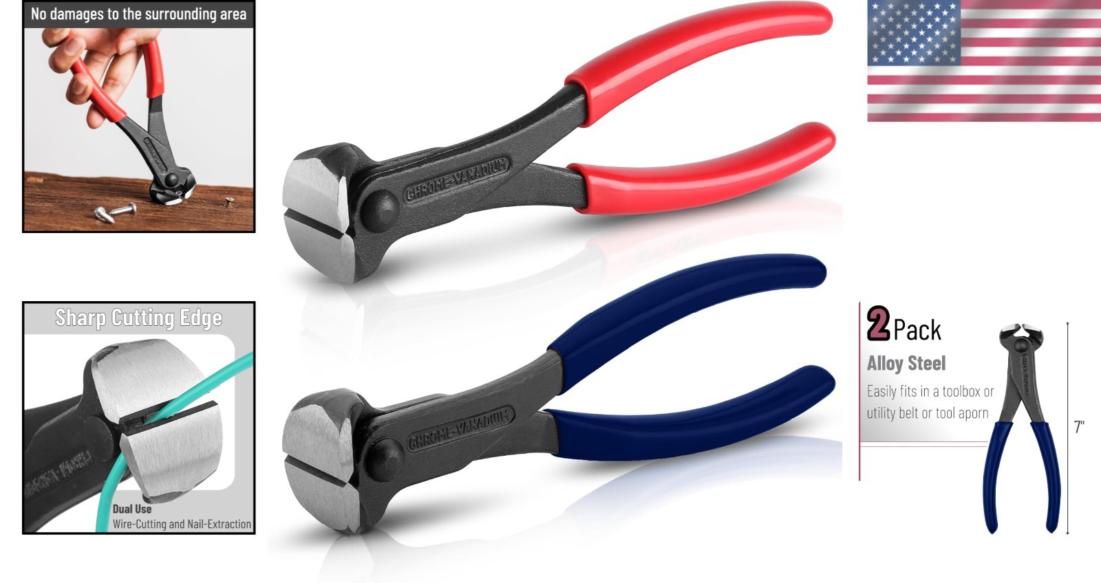 Durable 2-Pack Bates Nail Puller Set, 7 Inches - Your Essential Tool Pack