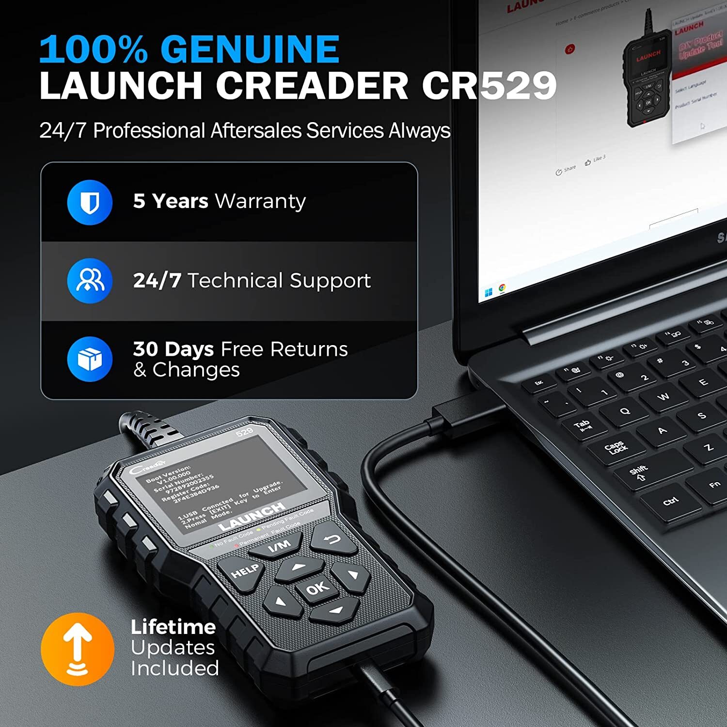 LAUNCH OBD2 Scanner CR529 OBDII Code Reader Car Check Engine Diagnostic Tool I/M