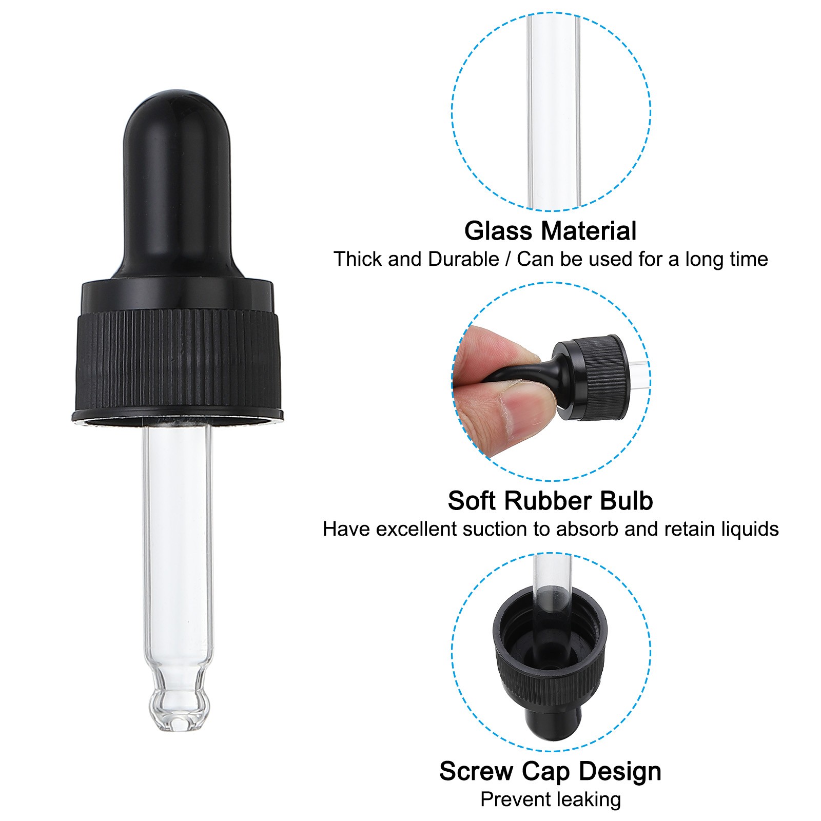12 Pcs Plastic Glass Dropper Closure Top for 5ml(1/6oz) Bottle, Black