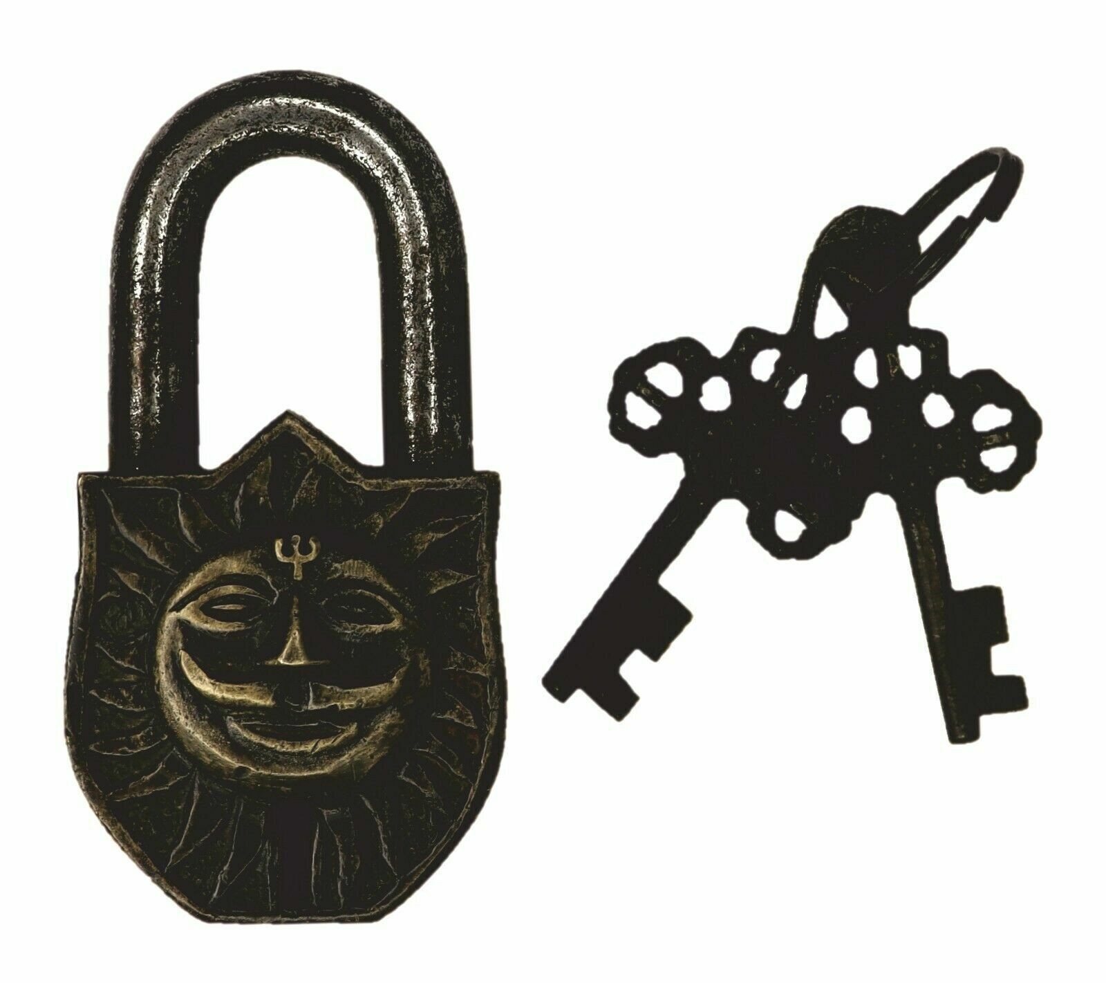 Lord Sun Shape Antique Vintage Style Handmade Brass Door Lock Padlock Home...