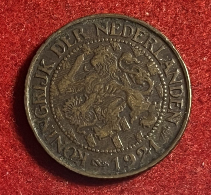 Netherlands Cent 1921 Bronze Coin KM#152 T11207
