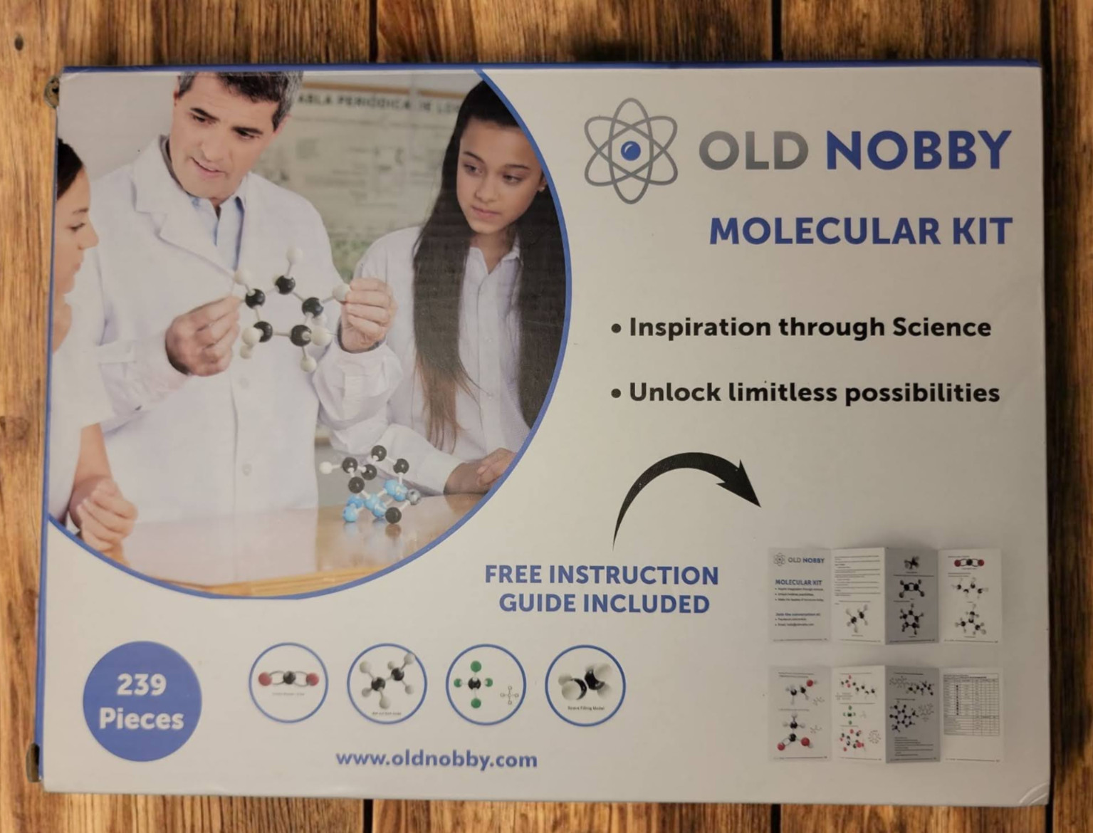 OLD NOBBY Organic Chemistry Molecular Model Kit 239 Pieces +Learning Guide NEW +