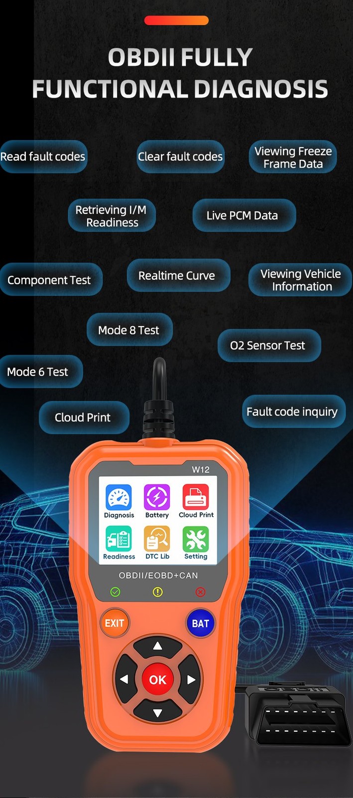 FISONA OBD2 Scanner Car Engine Fault Code Reader Diagnostic Scan Tool