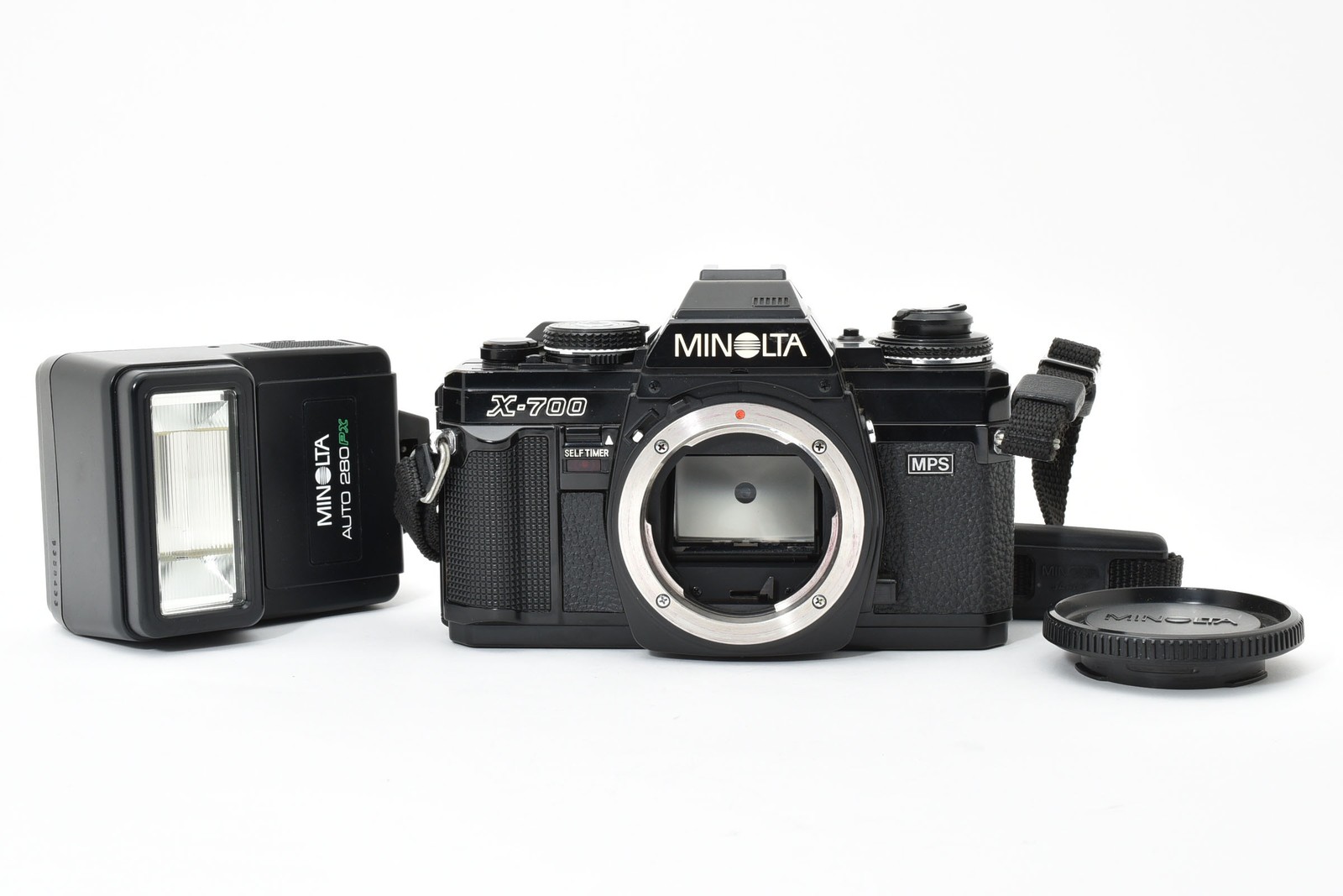 [Near MINT] Minolta New X-700 X700 SLR 35mm Film Camera + 280PX Flash From JAPAN