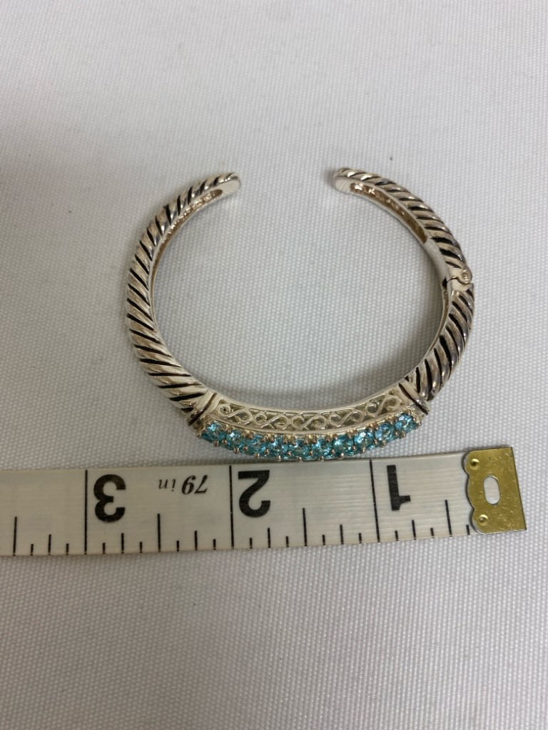 Silver Blue Jeweled Bracelet