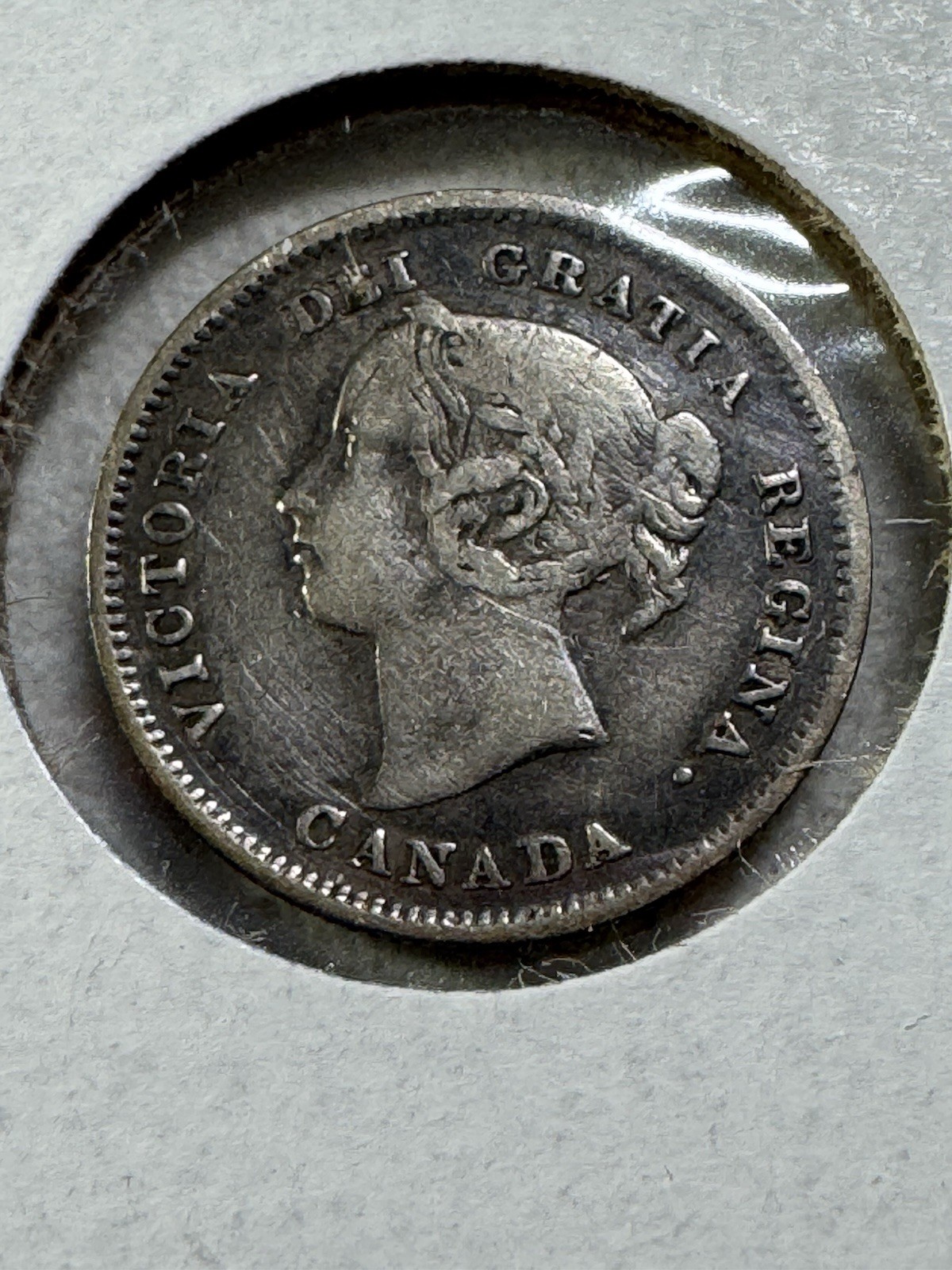 1889 Canada 5 Cents Small Silver Coin Cleaned