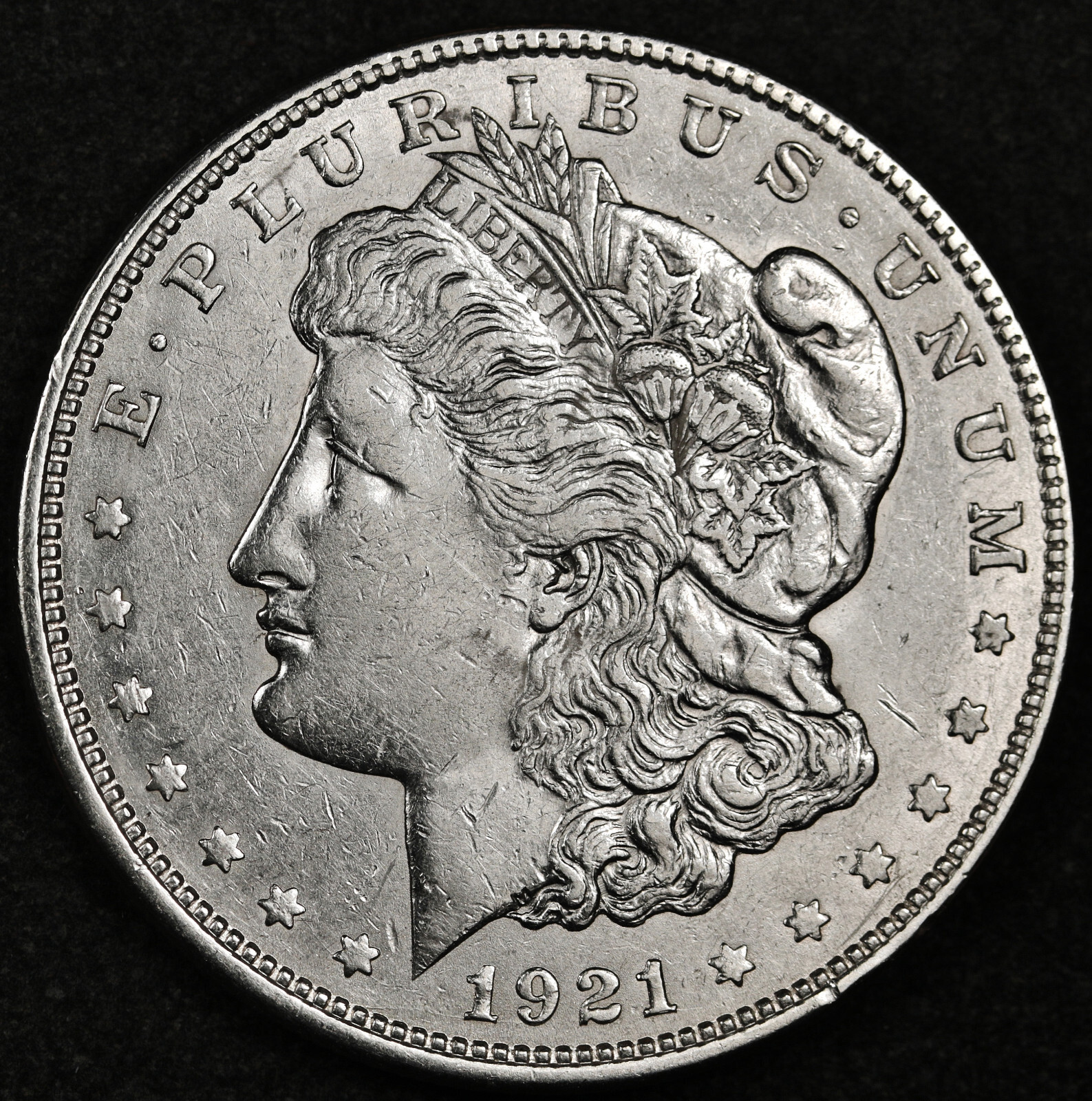 1921-d Morgan Silver Dollar.  AU.  Inventory I.  180167