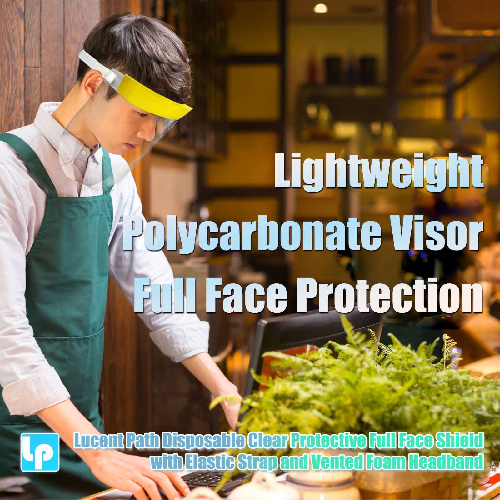 Lucent Path ANSI CE Clear Reusable Visor Face Shields With Adjustable Headband