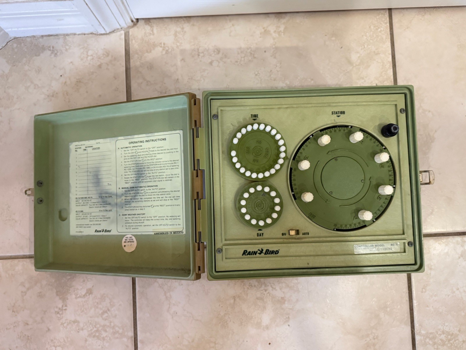 Rainbird RC7I Controller Untested No Power Cord