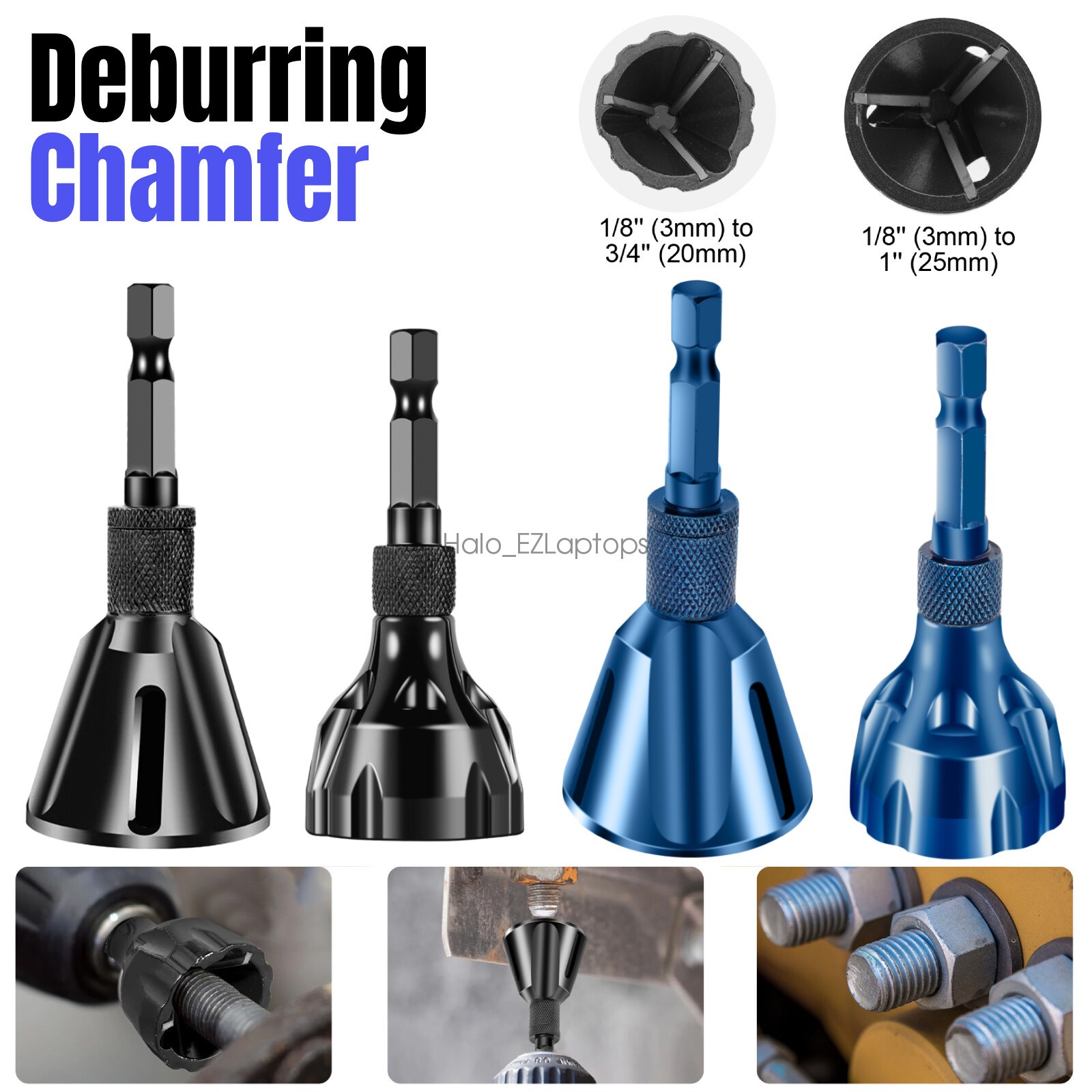 2Pcs External Deburring Chamfer Tool 1/4" Hex Shank Drill Bit Burr Remover