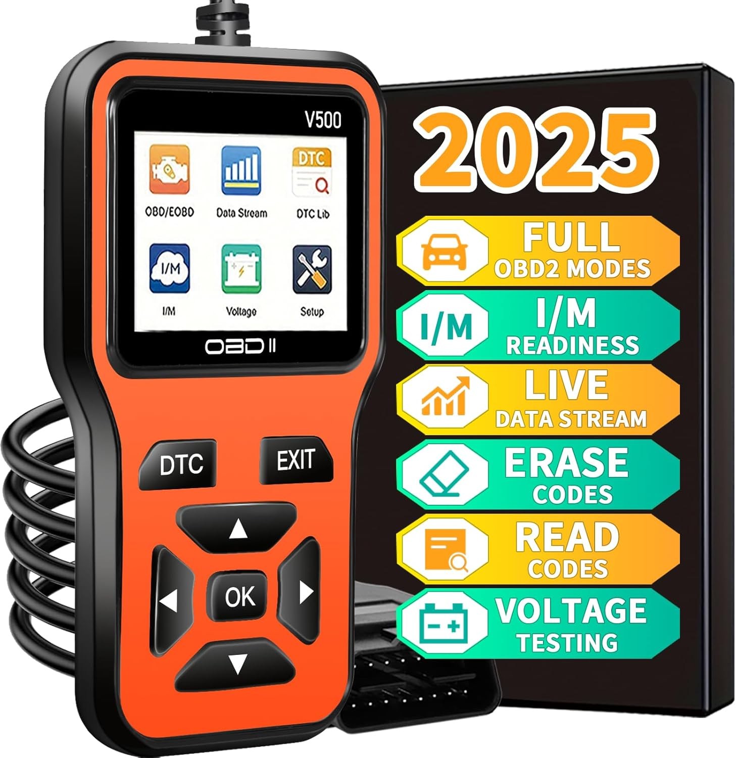 OBD2 Scanner Diagnostic Tool - Check Engine Light Code Scanner Tool with Reset,