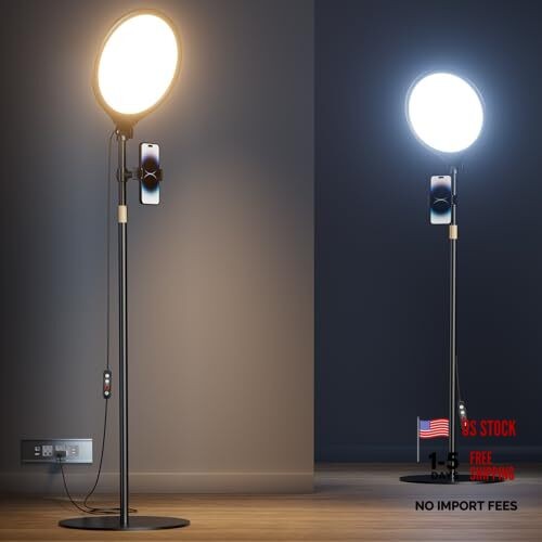 10.5" Ring Light with Stand and Phone Holder - 69" Tripod for iPhone with Black