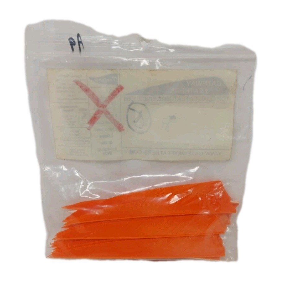 15 Count Gateway Archery Arrow Feathers 5" Left Wing: Shield Fluorescent Orange