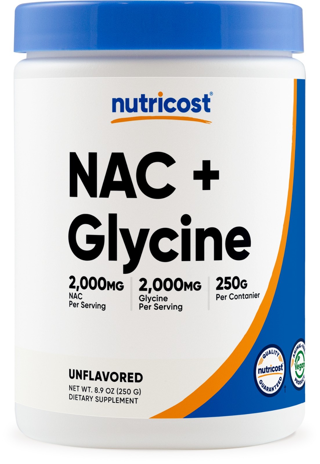Nutricost NAC + Glycine Powder (250 Grams) Unflavored - Vegan, 62 Servings