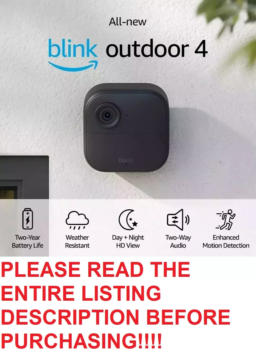 Blink Outdoor (4th Gen) Add-On Home Security Camera | HD Video work with XT1 XT2