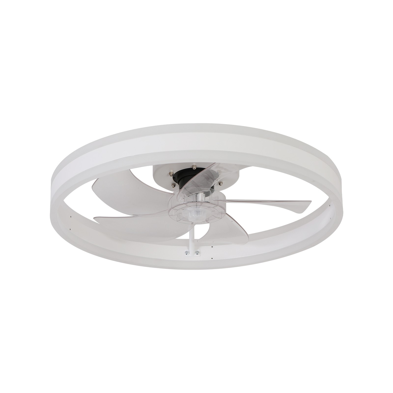 20" Flush Mount Ceiling Fan with Light and Remote, Dimmable LED, White