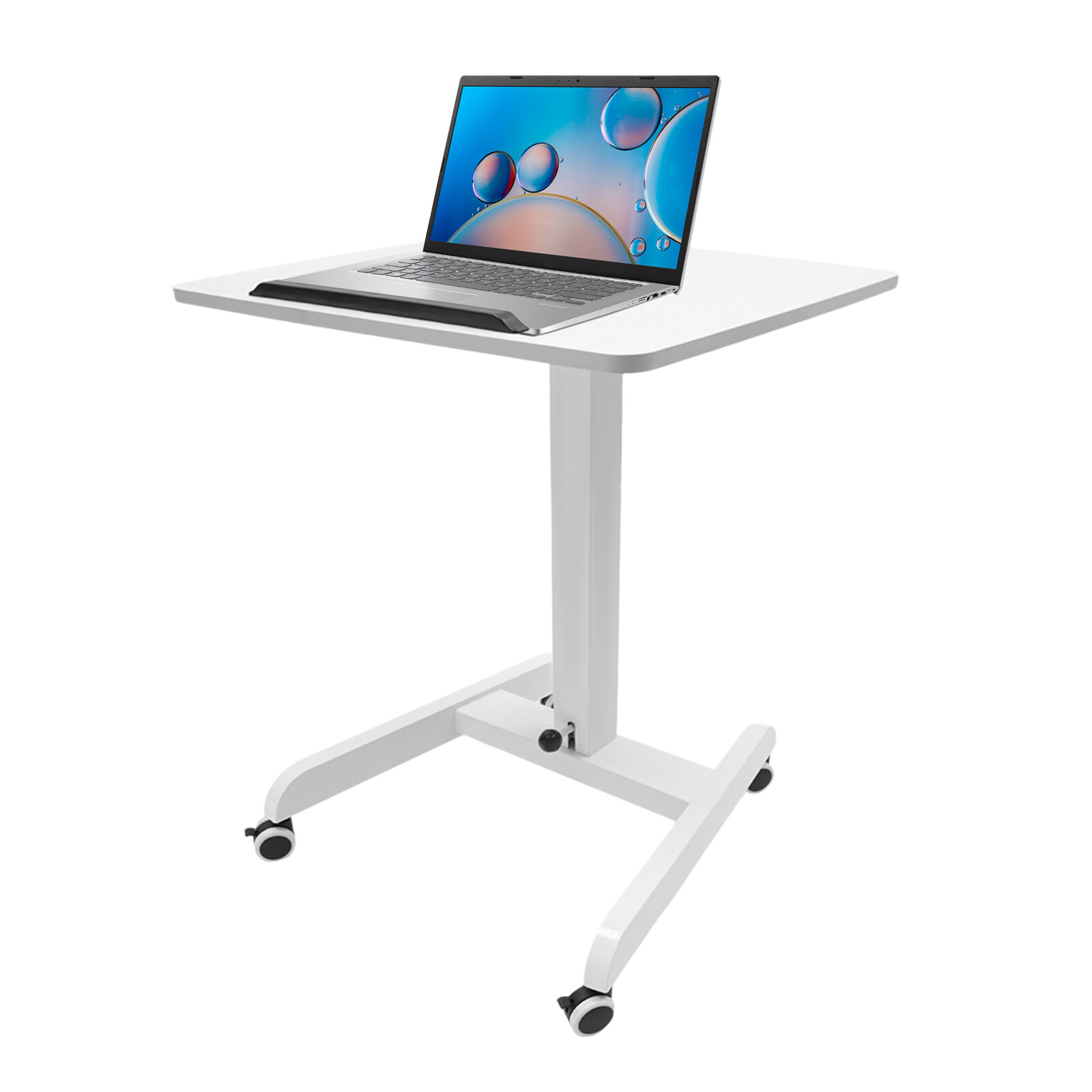 Mobile Adjustable Height Standing Desk with Tilt Top & Rolling Wheels