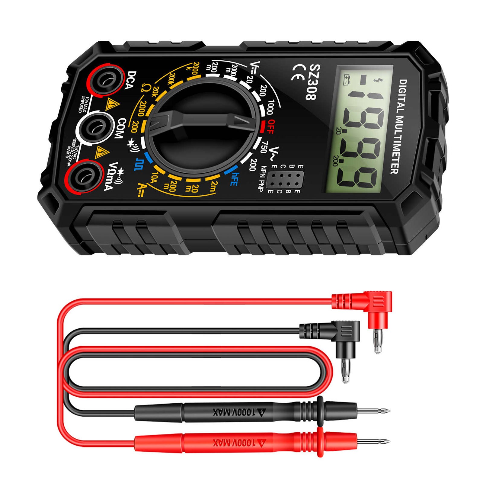 Multimeter for Voltage Current Resistance Diode Transistor Square Wave Output
