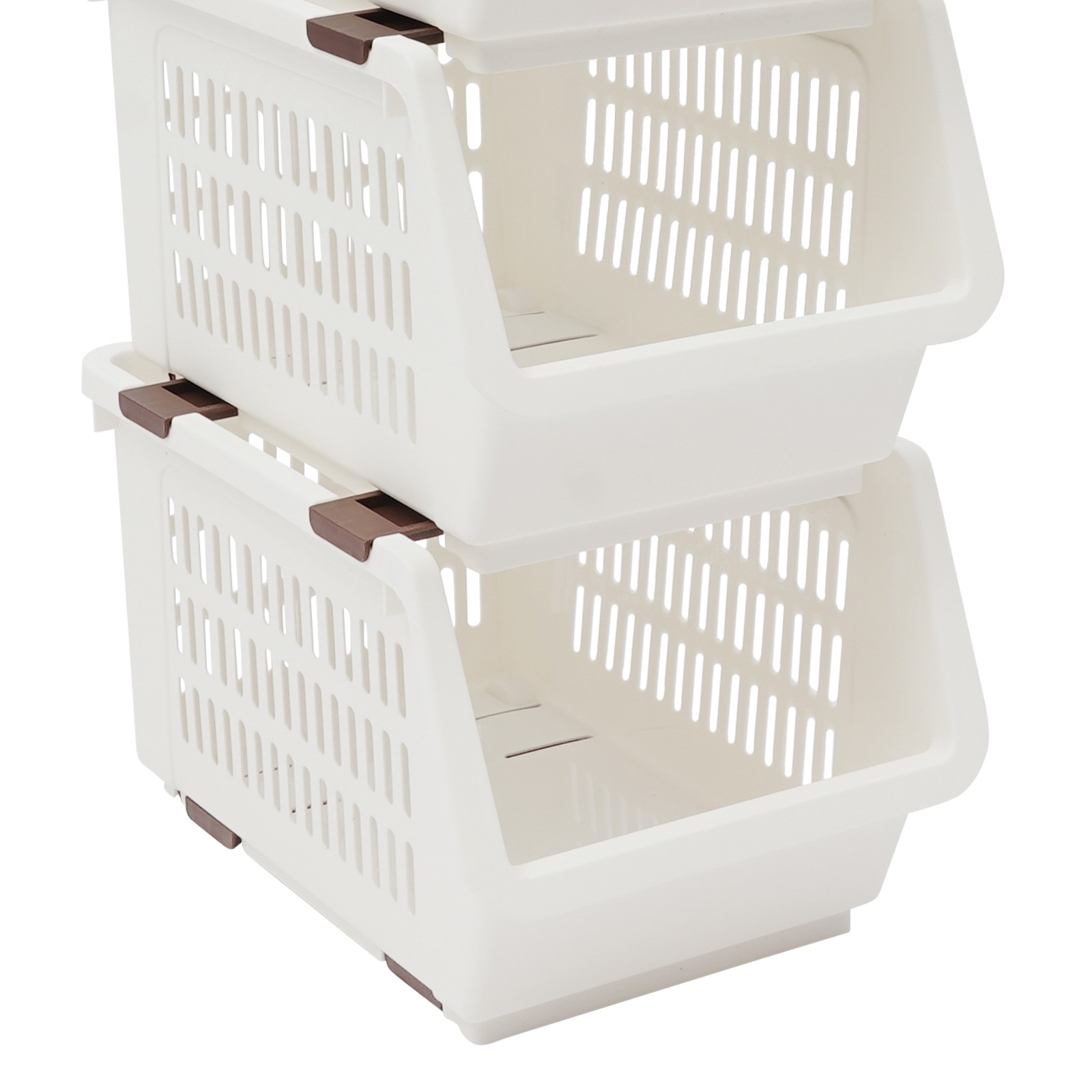 4PCS Stacking Storage Baskets Stackable Organizer Baskets Modern Storage Bins PP