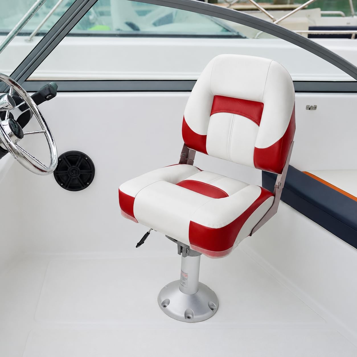 ERGOSEAT Two Tone Low Back Folding Boat Seat,White/Red1