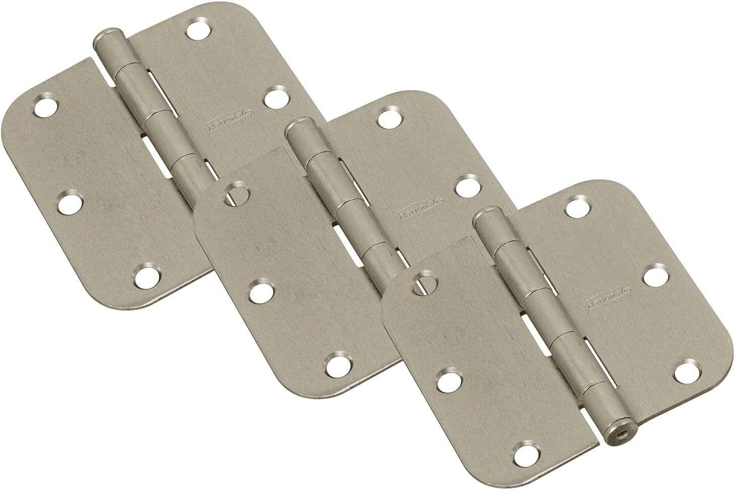 N830-328 V512R5/8 Door Hinges in Satin Nickel, 3 Pack,3-1/2 Inch