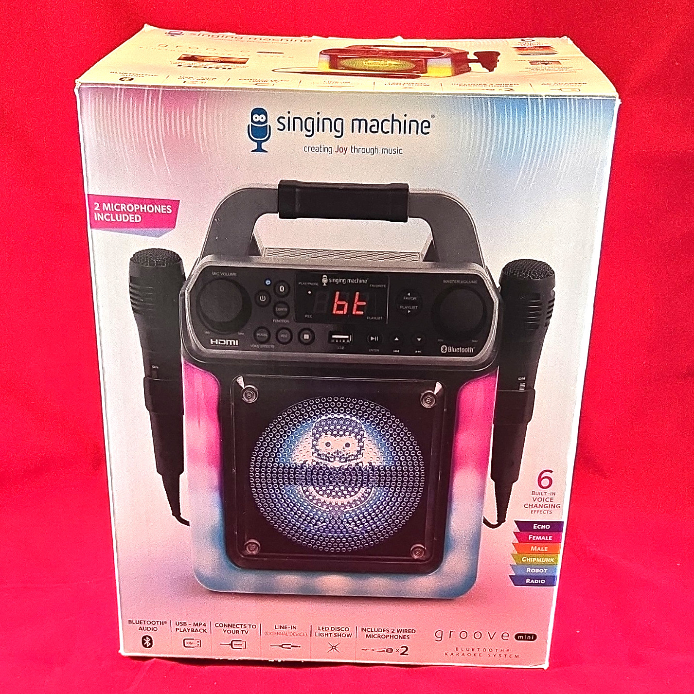 Singing Machine Groove mini Karaoke System Bluetooth HDMI w/ 2 Mics