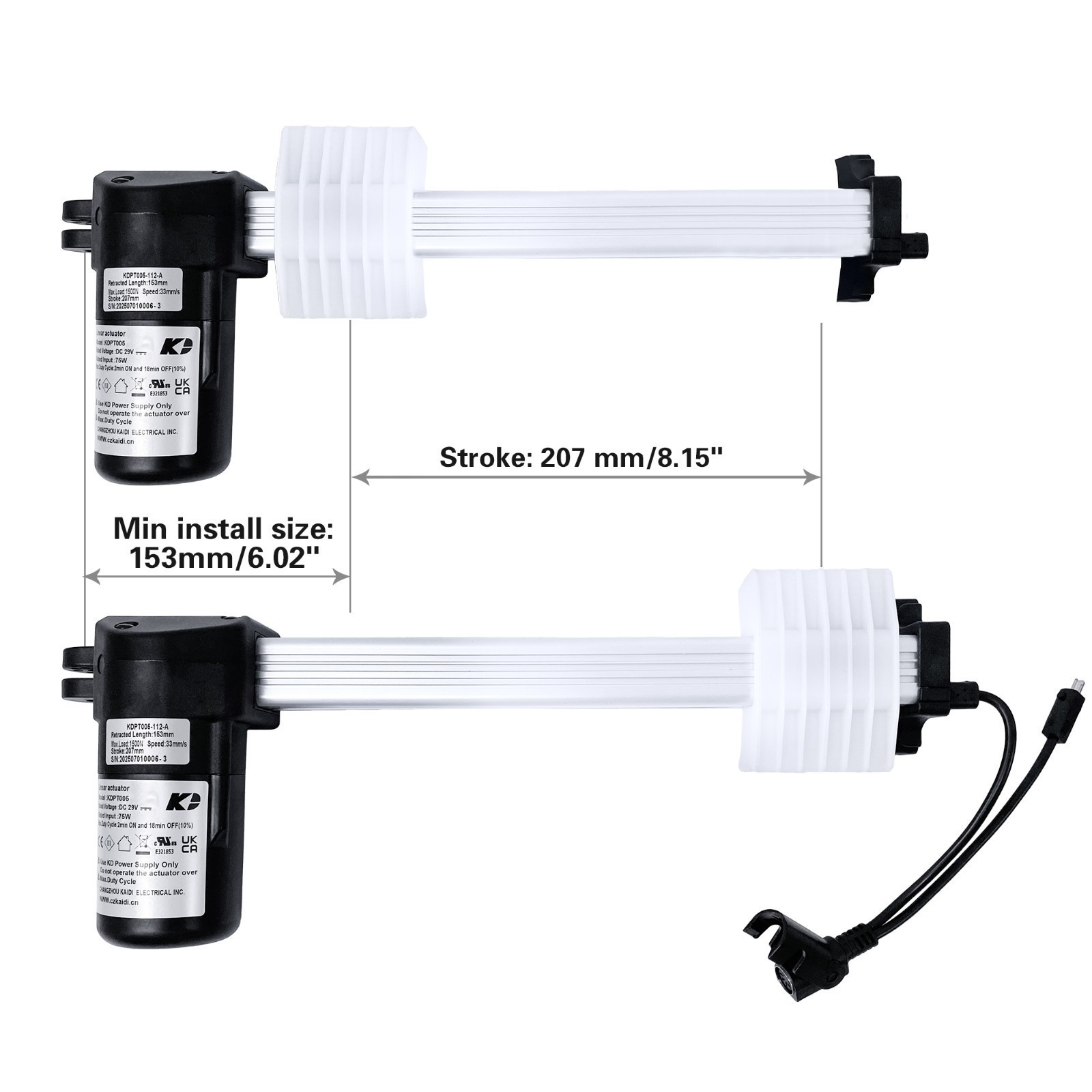Power Recliner Lift Chair Motor Linear Actuator Model KDPT005 KDPT005-112-A