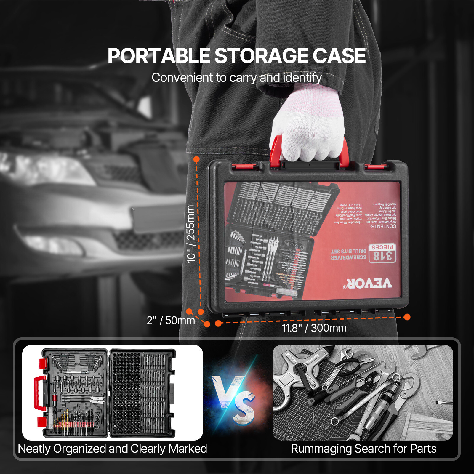 Drill Bit Set 318PCS Screwdriver Bit Set with Carrying Case Multi-purpose