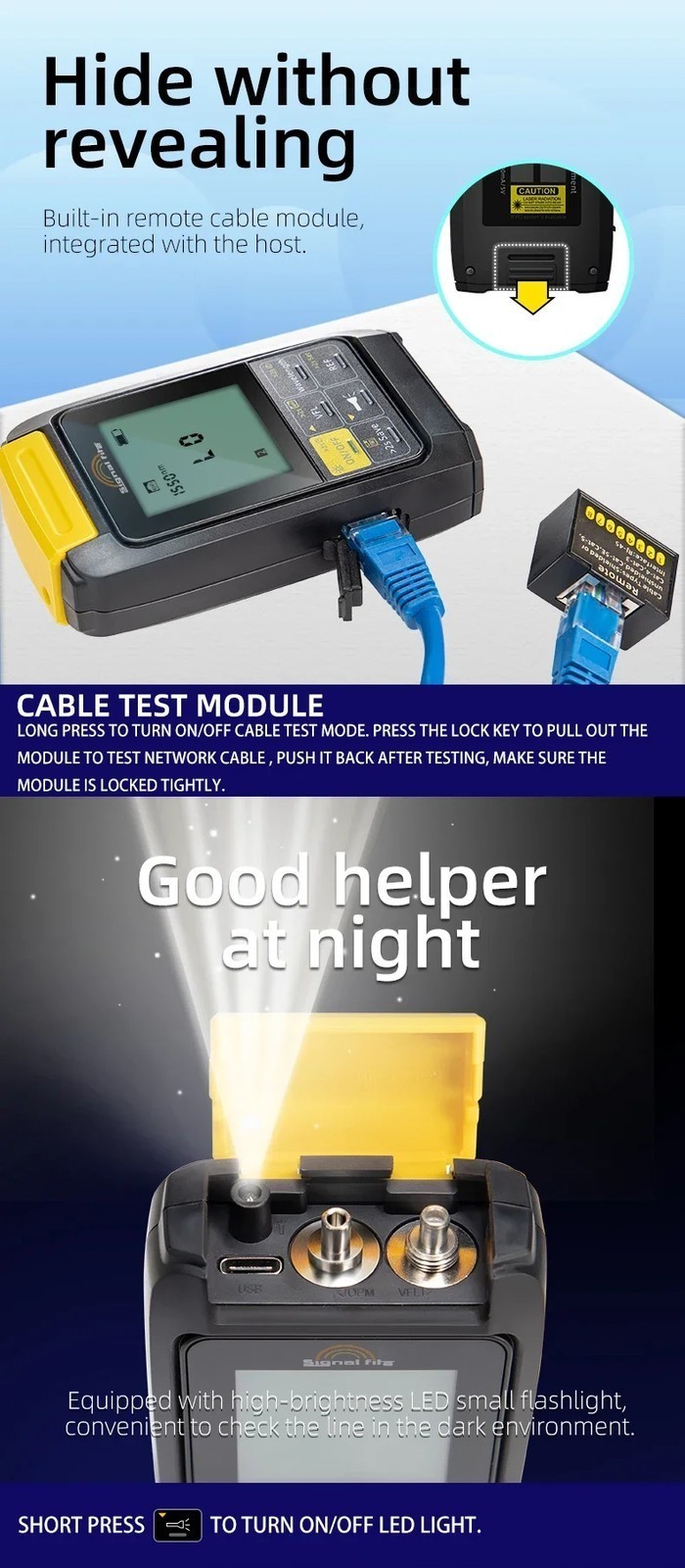 Mini 4 in 1 Triber Multi Optical Power Meter FTTH Pon OPM VFL LED RJ45 Network
