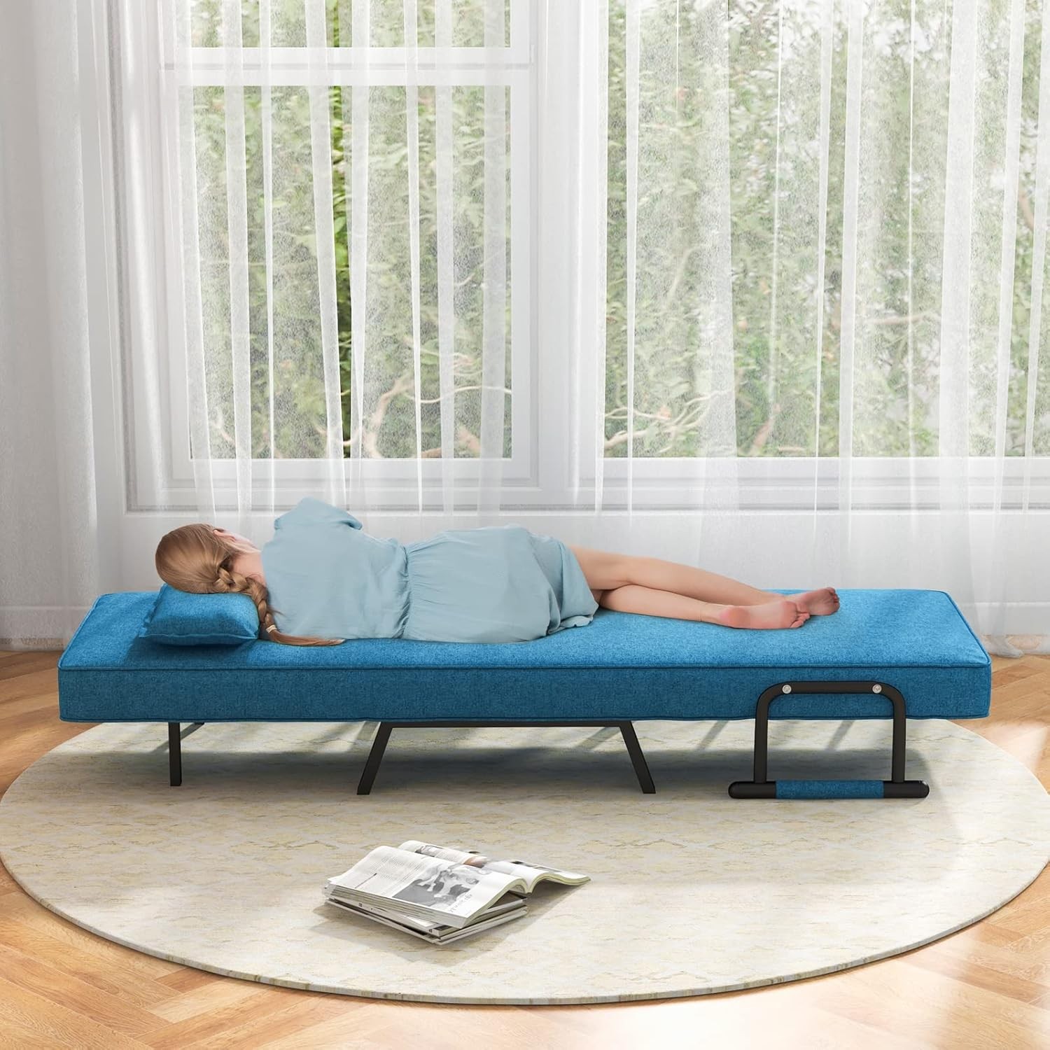 4-in-1 Convertible Sofa Chair Bed Leisure Recliner Sleeper W/ 6 Adjustable