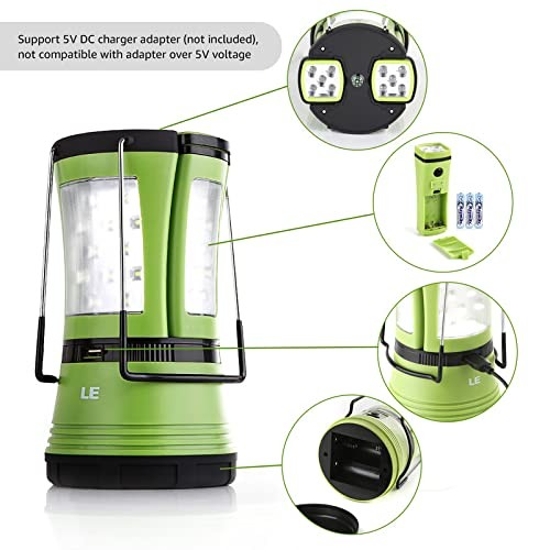 LE LED Camping Lantern Rechargeable, 600LM, Detachable Flashlight, Camping Es...