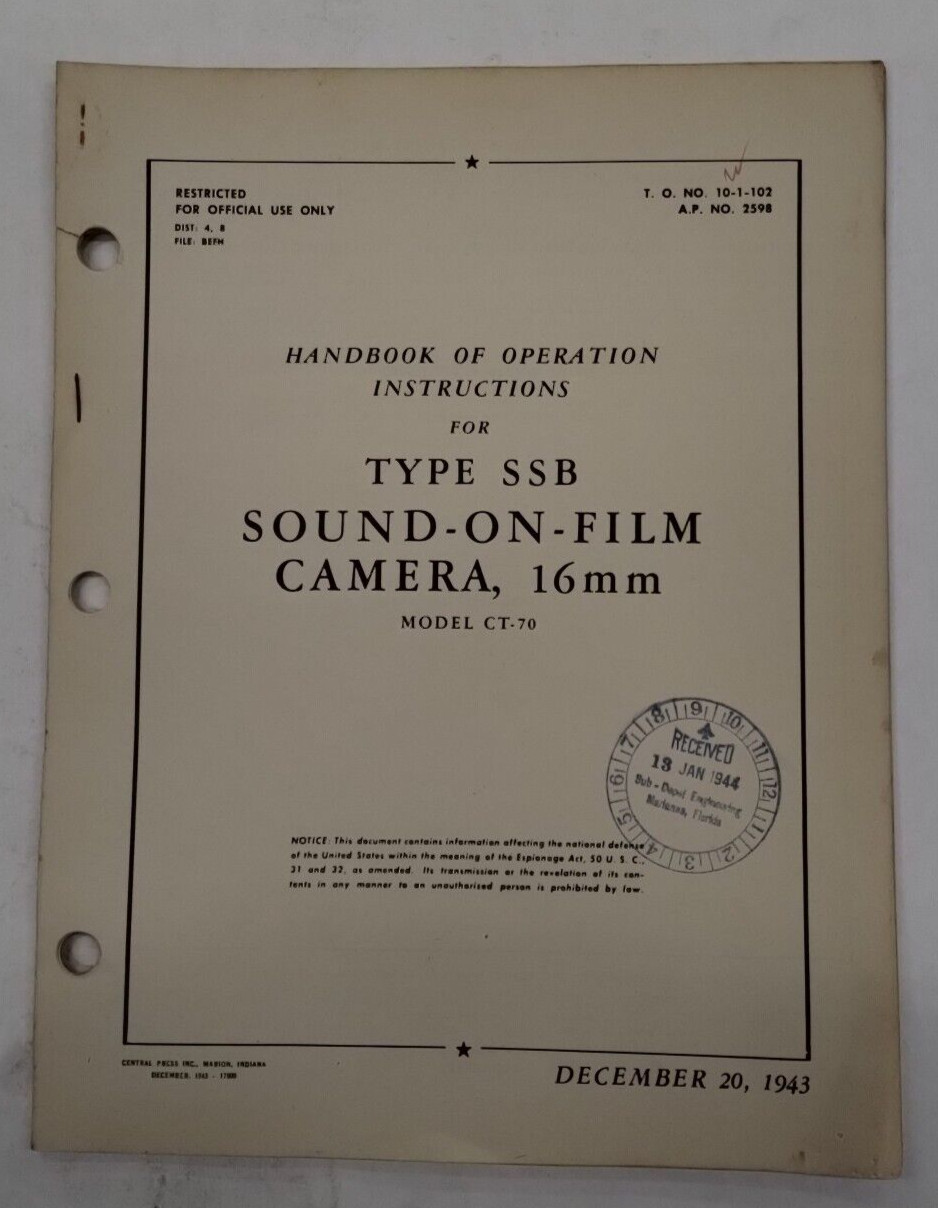 E.M. Berndt Corp. Type SSB Sound-On-Film Camera, 16MM Model CT-70 TO 10-1-102