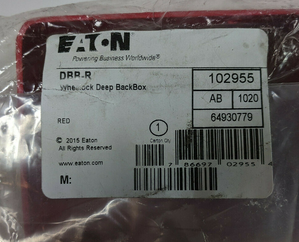 2X Eaton DBB-R Wheelock Deep Backbox Red