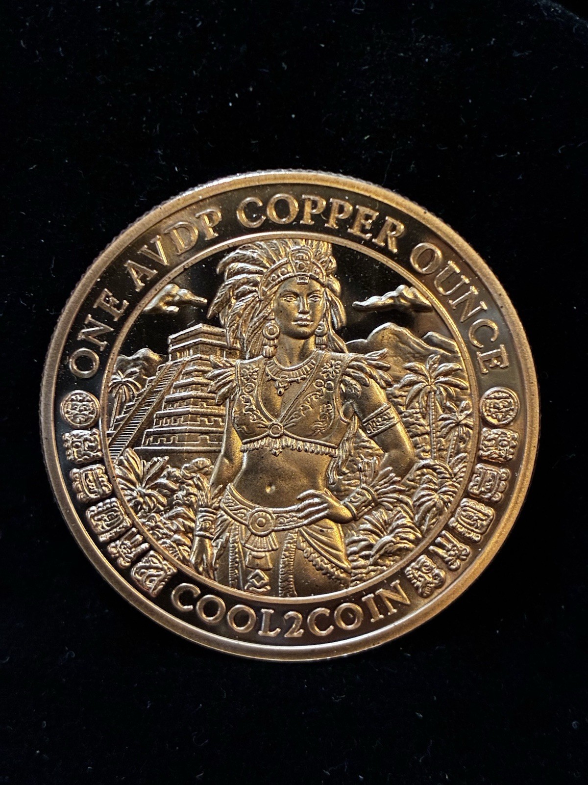 Aztec Woman Goddess 1 Oz AVDP .999 Fine Copper Round Mayan Mexican