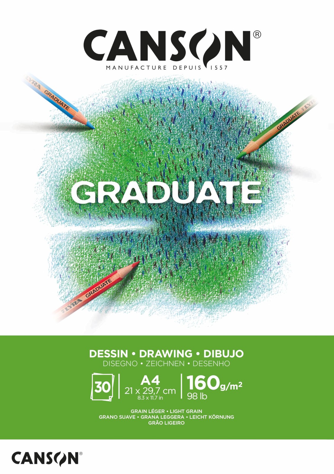 30 PCS Graduate White Drawing A4 Paper 160gsm Light Grain Pad Glued Short