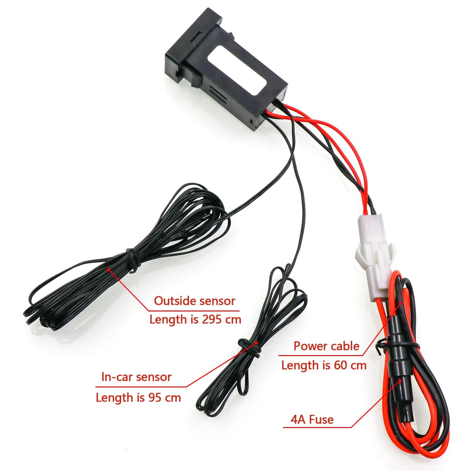 Car Internal and External Temperature Display, Type B (Imperial), Black