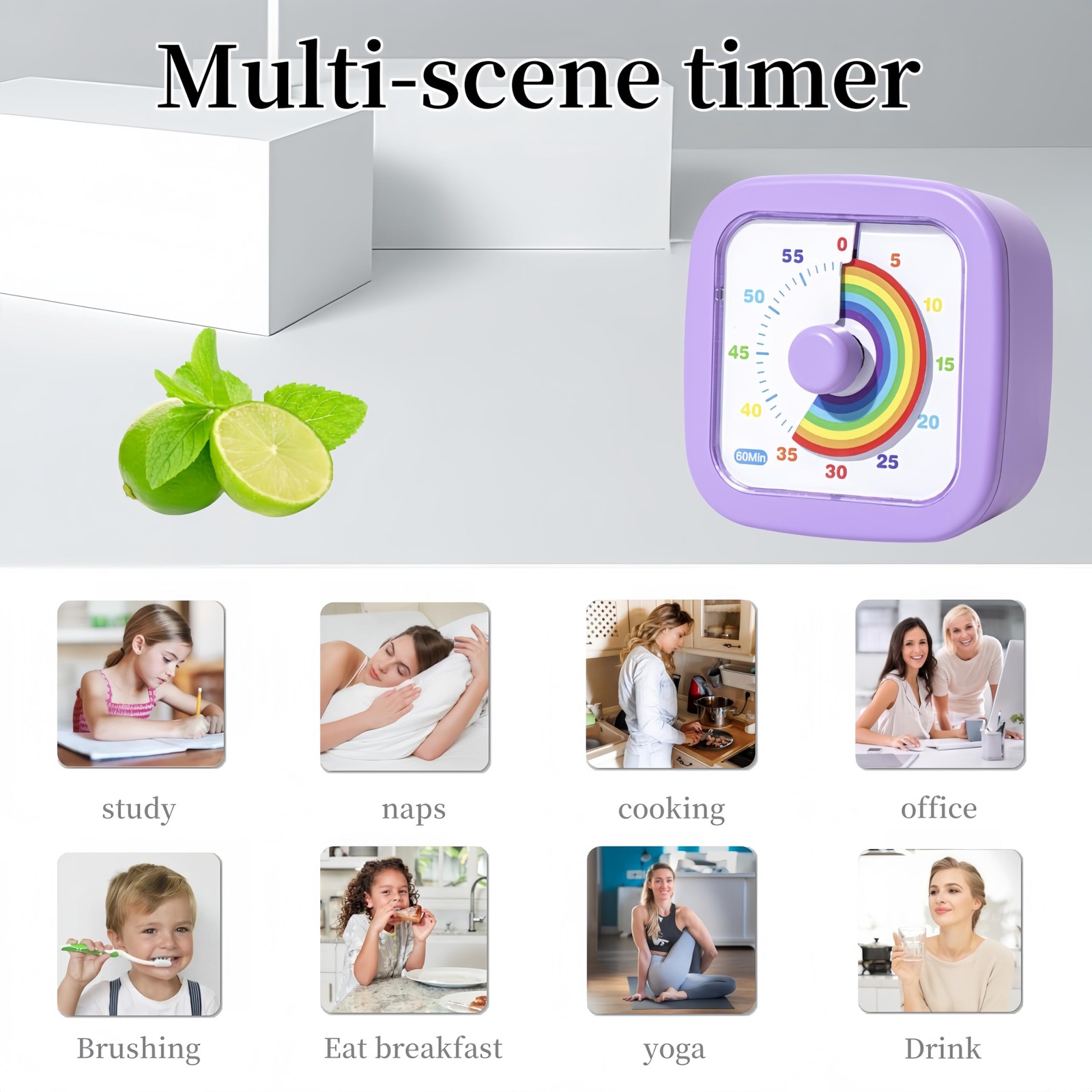 Kids Visual Timer Cute Rainbow 60 Minute Countdown Timer Time Management for...