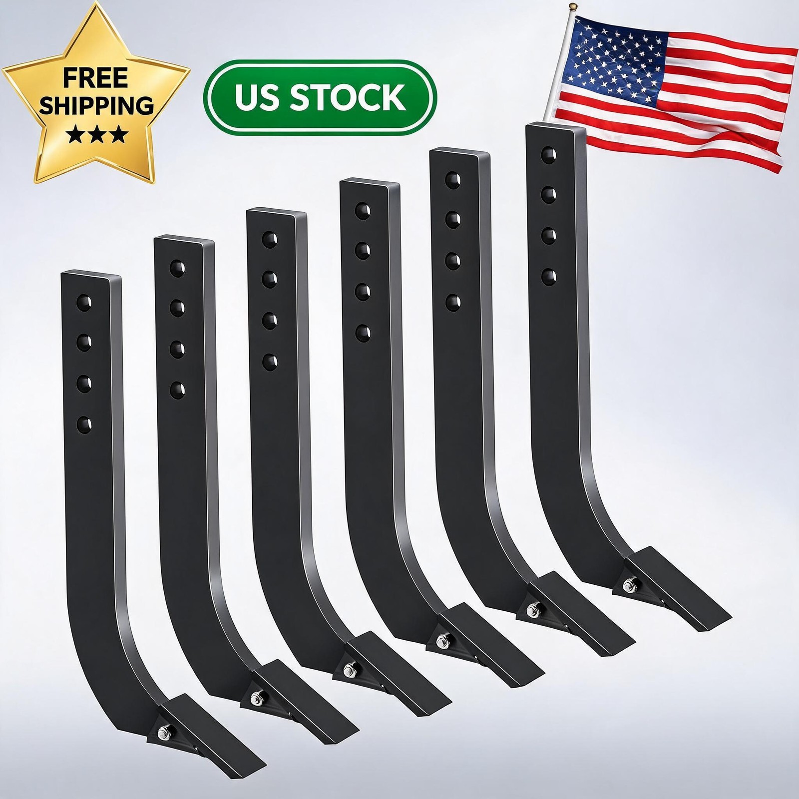 6PCS Box Blade Shank Scarifier, 18 in Adjustable Shanks Assembly with 4 Holes
