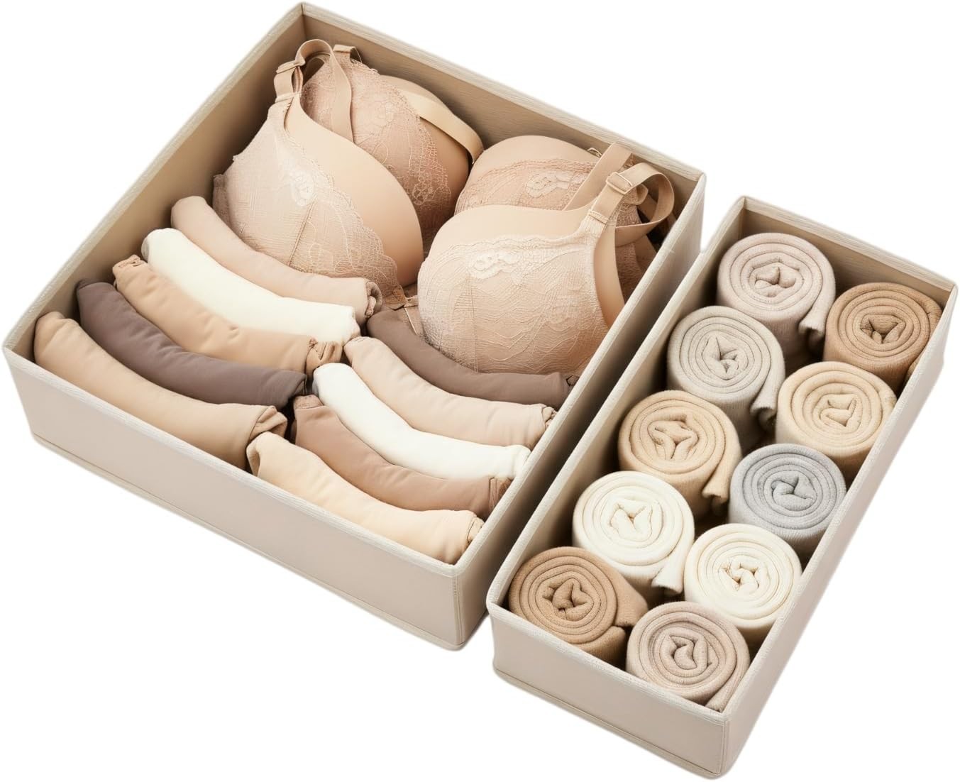 Underwear Drawer Organizer 2 Pack - Foldable Fabric Storage Bins for Dresser & C