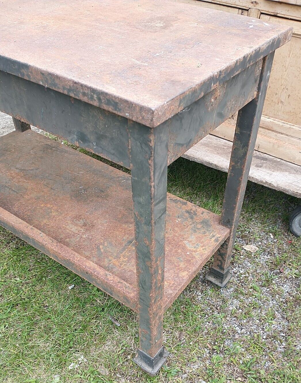 Table bench Industrial Workshop Workbench Shop Vintage Green Paint