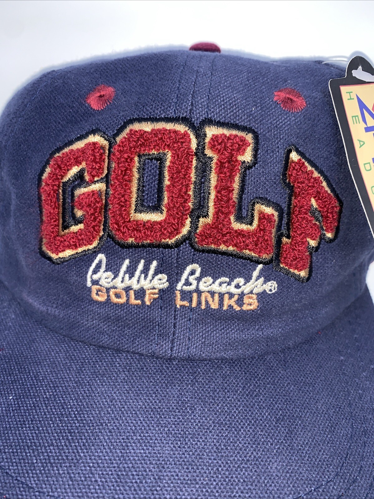 VTG Pebble Beach Golf Links Ahead Strapback Adjustable Hat Cap Dad Men Blue NWT