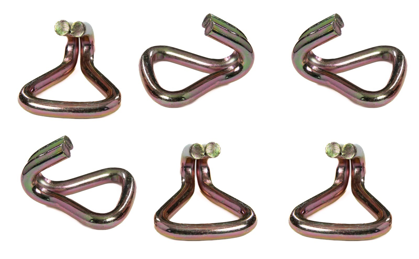 6 pcs - 2" 5T JJ Double J Wire Hook tie down strap cargo webbing rigging